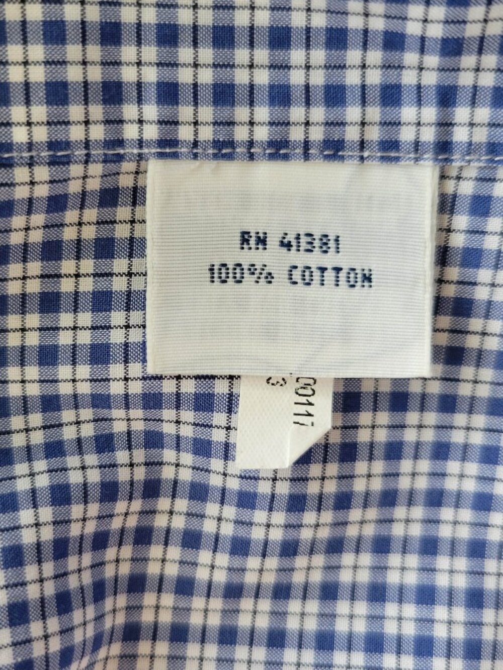 Ralph Lauren Classic Fit Blue White Checkered Plaid Buttoned Up Shirt Mens 17.5 - Picture 5 of 6
